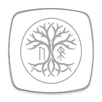 Arbre runique d’Yggdrasil | Symbole viking nordique - Magnet carré - blanc - Devant