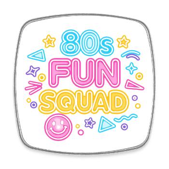 80er Fun Squad Neon Glow - Viereckiger Kühlschrankmagnet - Weiß - Vorne