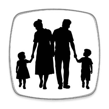 Family Silhouette Dear Children Parents Mom Dad - Square fridge magnet - white - Front