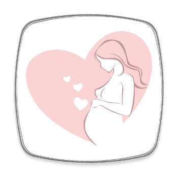 Pregnant Woman in Pink Heart Silhouette - Viereckiger Kühlschrankmagnet - Weiß - Vorne