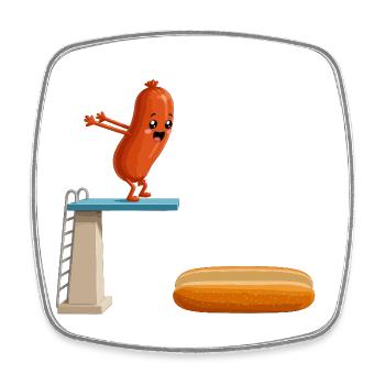 Hot Dog, Sausages, BBQ, Grilling, Griller - Square fridge magnet - white - Front