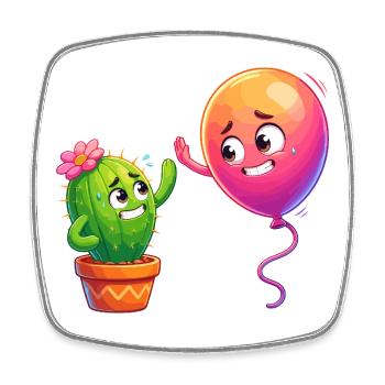 Cactus Friend Balloon Friendship - Square fridge magnet - white - Front