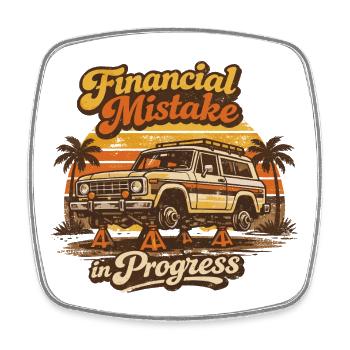 Humour 4x4 Erreur Financière | Cadeau Rétro - Magnet carré - blanc - Devant