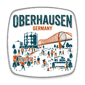 Oberhausen Germany Gasometer And Skybridge Skyline - Viereckiger Kühlschrankmagnet - Weiß - Vorne
