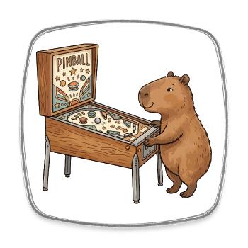Bear à la table de flipper - Magnet carré - blanc - Devant
