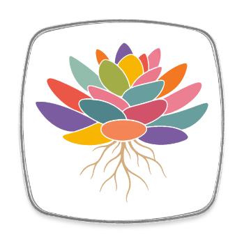Colorful Succulent with Roots Motif - Square fridge magnet - white - Front