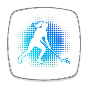 Geschenkidee für die Hockeyspielerin mit Unihockey - Viereckiger Kühlschrankmagnet - Weiß - Vorne