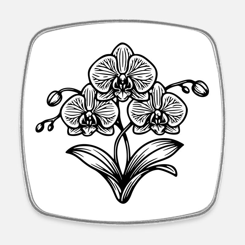 Orchid - Square fridge magnet - white