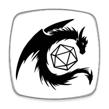 Dragon with D20 Dice - Square fridge magnet - white - Front
