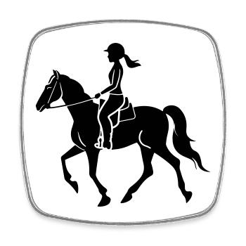 Équitation - Magnet carré - blanc - Devant