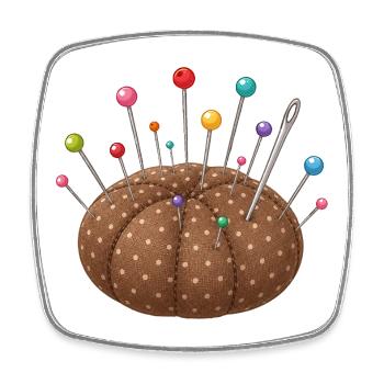 Pincushion with colorful pins - Square fridge magnet - white - Front