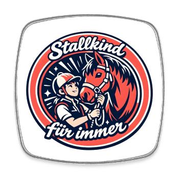 Stallkind Pferdeherz Forever - Viereckiger Kühlschrankmagnet - Weiß - Vorne