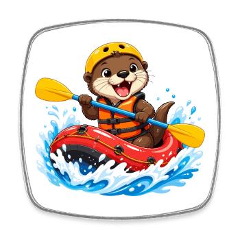 Aventure en kayak de la Petite Loutre - Magnet carré - blanc - Devant