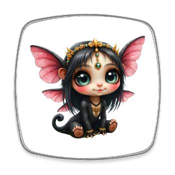 Fée papillon Chibi avec des bijoux - Magnet carré - blanc - Devant
