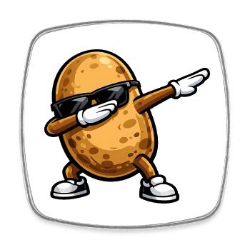 Tamponnage de la pomme de terre - Magnet carré - blanc - Devant