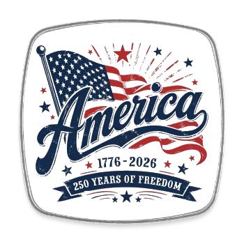 America 250 Years of Freedom - Square fridge magnet - white - Front