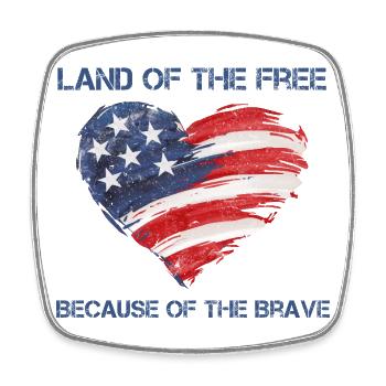 USA Herz - Terre de la liberté grâce aux Braves - Magnet carré - blanc - Devant