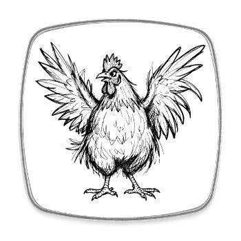 Croquis du poulet fou - Magnet carré - blanc - Devant