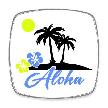 Aloha Hibiskus Neon Script - Viereckiger Kühlschrankmagnet - Weiß - Vorne