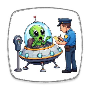 Extraterrestre dans la scène bureaucratique des OVNIs - Magnet carré - blanc - Devant