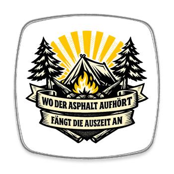 Camping-Auszeit am Waldfeuer - Viereckiger Kühlschrankmagnet - Weiß - Vorne