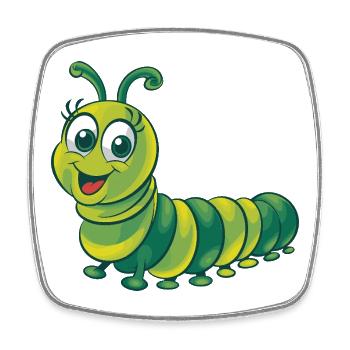 Cheerful Green Caterpillar Cartoon Illustration - Square fridge magnet - white - Front