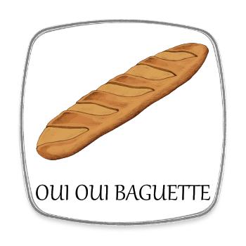 baguette - Magnet carré - blanc - Devant
