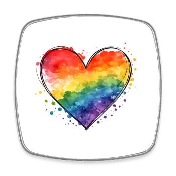 Regenbogen Herz Aquarell – Liebe & Vielfalt - Viereckiger Kühlschrankmagnet - Weiß - Vorne