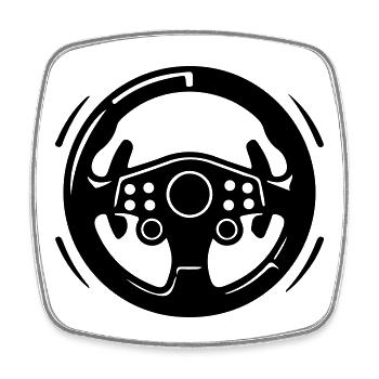 Steering Wheel Car Icon - Square fridge magnet - white - Front