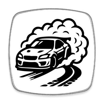 Icône du drift automobile - Magnet carré - blanc - Devant