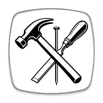 Carpenter Tool Hammer Nail Motif - Square fridge magnet - white - Front