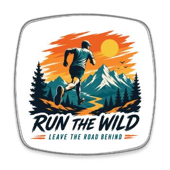 Run The Wild Trail Laufshirt - Viereckiger Kühlschrankmagnet - Weiß - Vorne