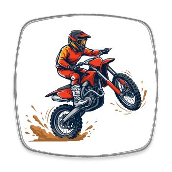 Motocross rider in the dust vortex - Square fridge magnet - white - Front