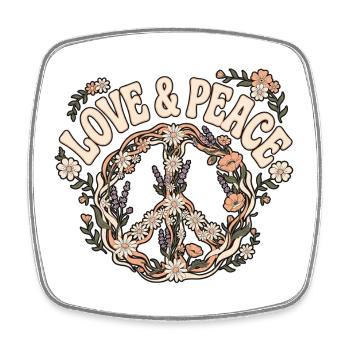 Love and peace - Square fridge magnet - white - Front