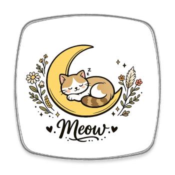 Cat Moon Plants Line Cat Lover Design - Magnet carré - blanc - Devant
