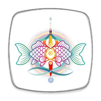 Ornament Fish | Colorful sea art - Square fridge magnet - white - Front