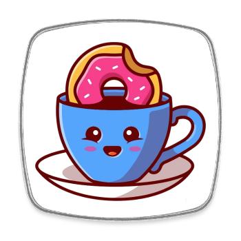 Encouragement de la Coupe Kawaii Donut - Magnet carré - blanc - Devant