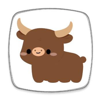 Ankole-Watusi-Kuh - Viereckiger Kühlschrankmagnet - Weiß - Vorne