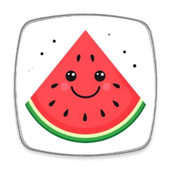 Kawaii Wassermelonenscheibe Smile - Viereckiger Kühlschrankmagnet - Weiß - Vorne