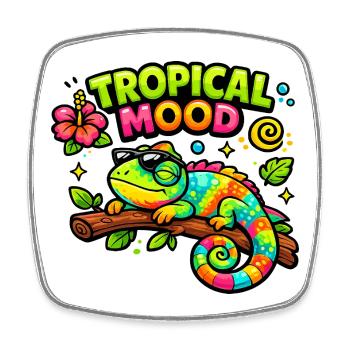 Tropical Moodkameleon - Square fridge magnet - white - Front