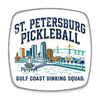 Naples Florida Skyline With Pickleball Theme - Square fridge magnet - white - Front