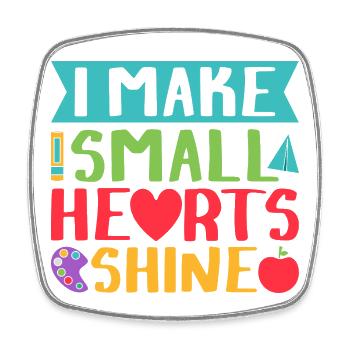 Pre K Teacher Small Hearts Shine Kindergarten - Square fridge magnet - white - Front