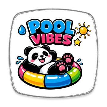 Pool Vibes Panda Relax - Square fridge magnet - white - Front