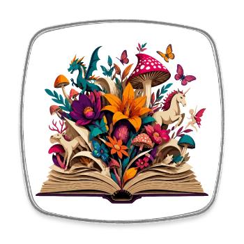 Livre de contes de fées Forêt des Fleurs Magiques - Magnet carré - blanc - Devant