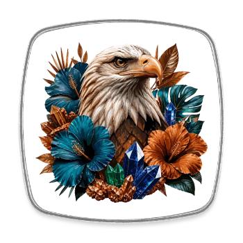 Aigles dans la forêt de fleurs et de cristal - Magnet carré - blanc - Devant