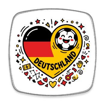 Gribouillis de cœur de football allemand - Magnet carré - blanc - Devant