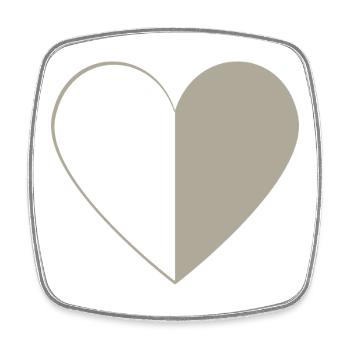 Half Heart Greige | Minimal Design - Viereckiger Kühlschrankmagnet - Weiß - Vorne