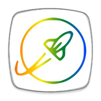 Orbite arc-en-ciel de la fusée - Magnet carré - blanc - Devant