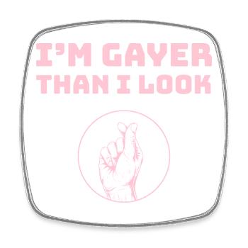 Je suis plus gay que j’en ai l’air - motif Amour du cœur - rose - Magnet carré - blanc - Devant