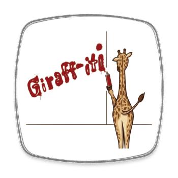 Giraffiti - Magnet carré - blanc - Devant